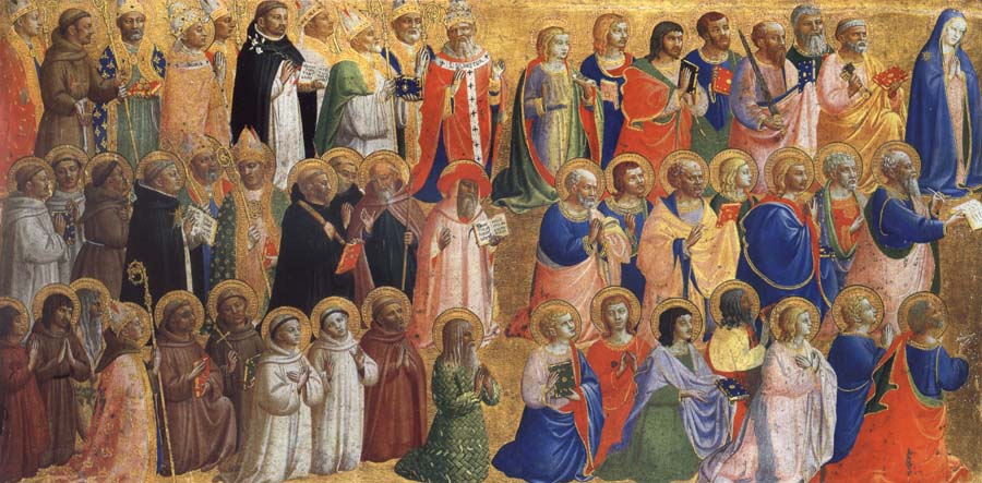 The Virgin mary with the Apostles and other Saints